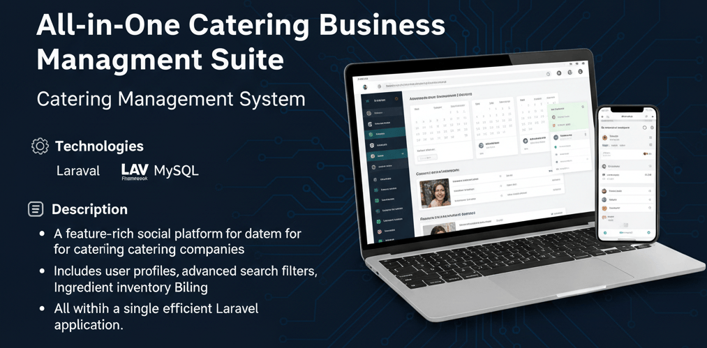 Catering Management System - software engineering portfolio project by Pranto Roy built with Laravel · Bootstrap · MySQL