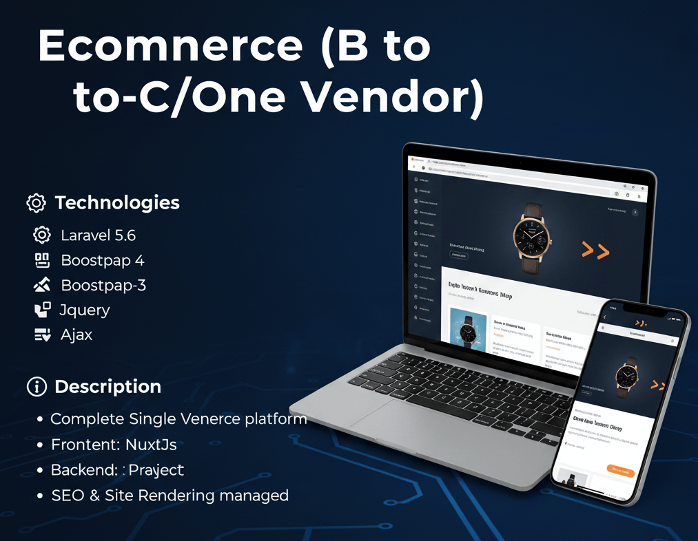 Single Vendor eCommerce - software engineering portfolio project by Pranto Roy built with Laravel 8 · Nuxt.js · Vue.js · MySQL