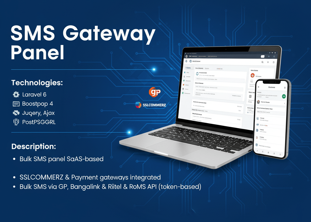 Walletmix SMS Gateway Panel - fintech payment systems project by Pranto Roy with Laravel · Vue.js · PostgreSQL