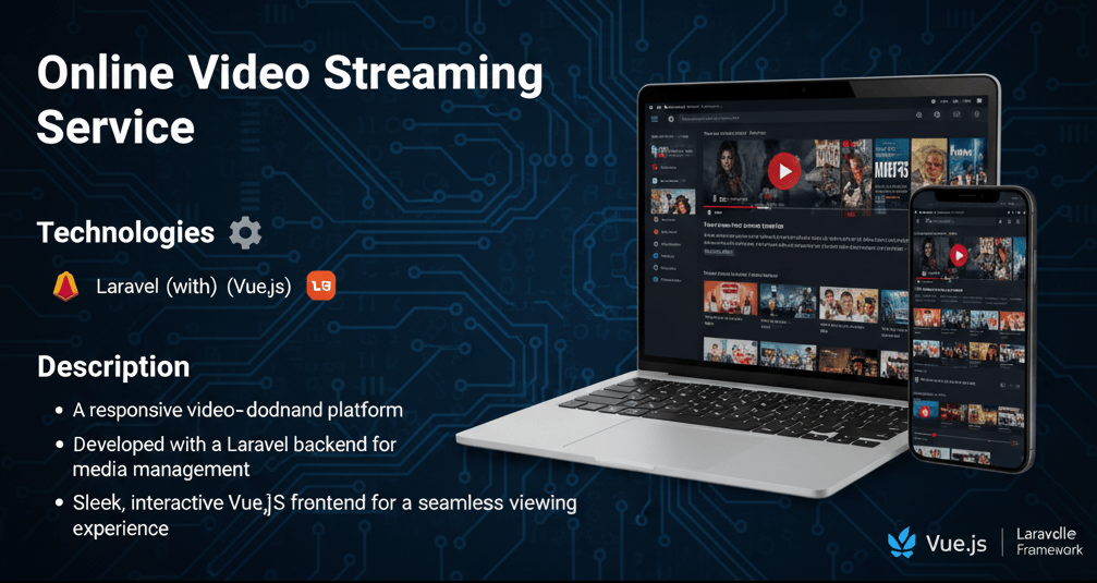 Online Video Streaming - software engineering portfolio project by Pranto Roy built with Laravel · Bootstrap · jQuery